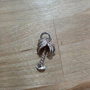 Vintage sterling silver tropical palm tree pendant charm